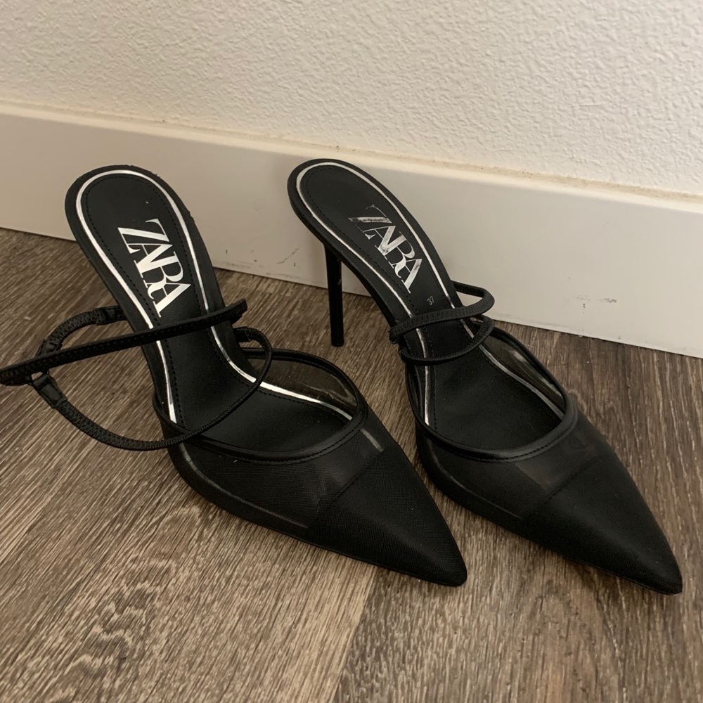Black Mesh Zara Pumps